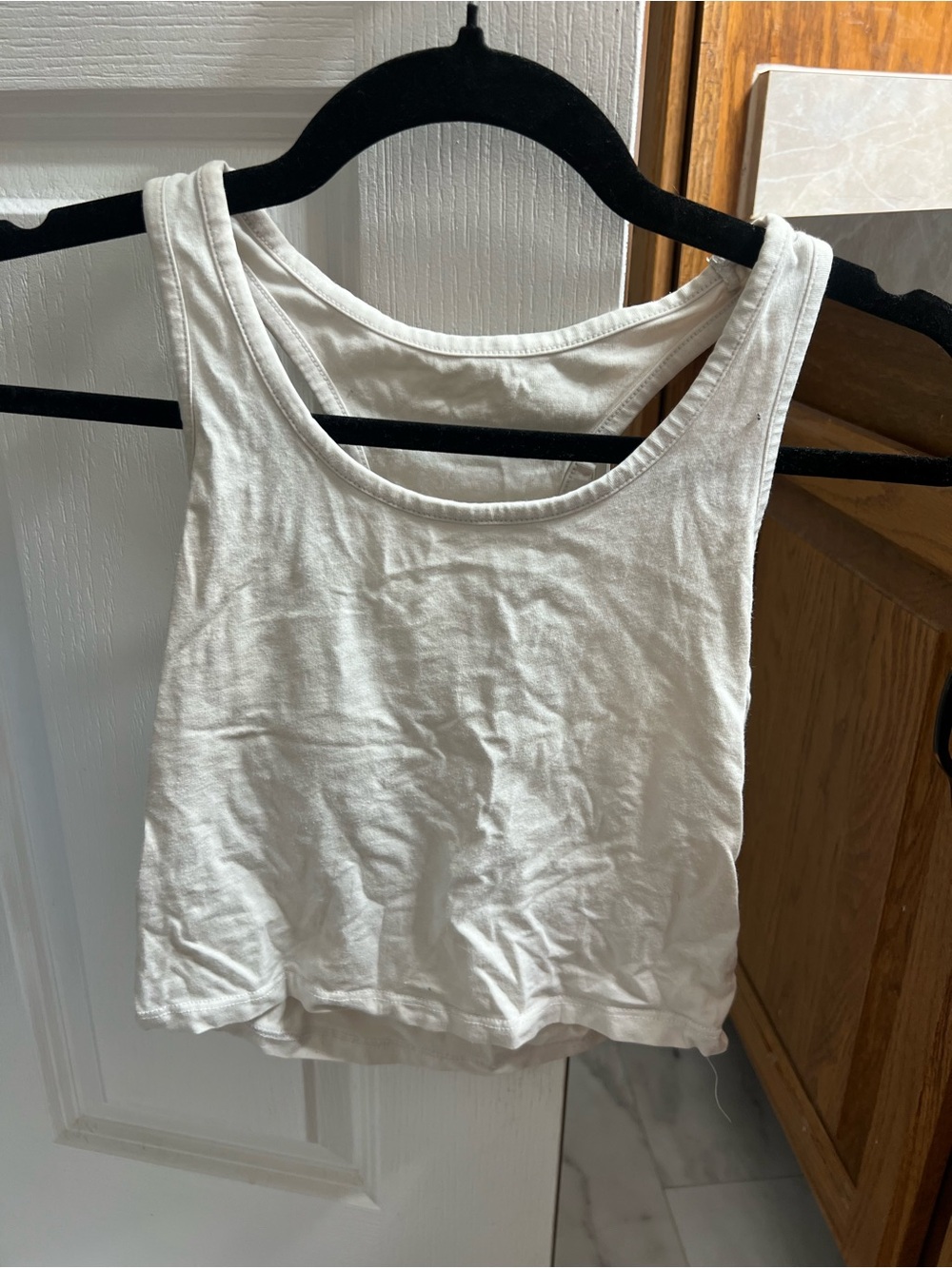 White Cotton Razorback Tank Top